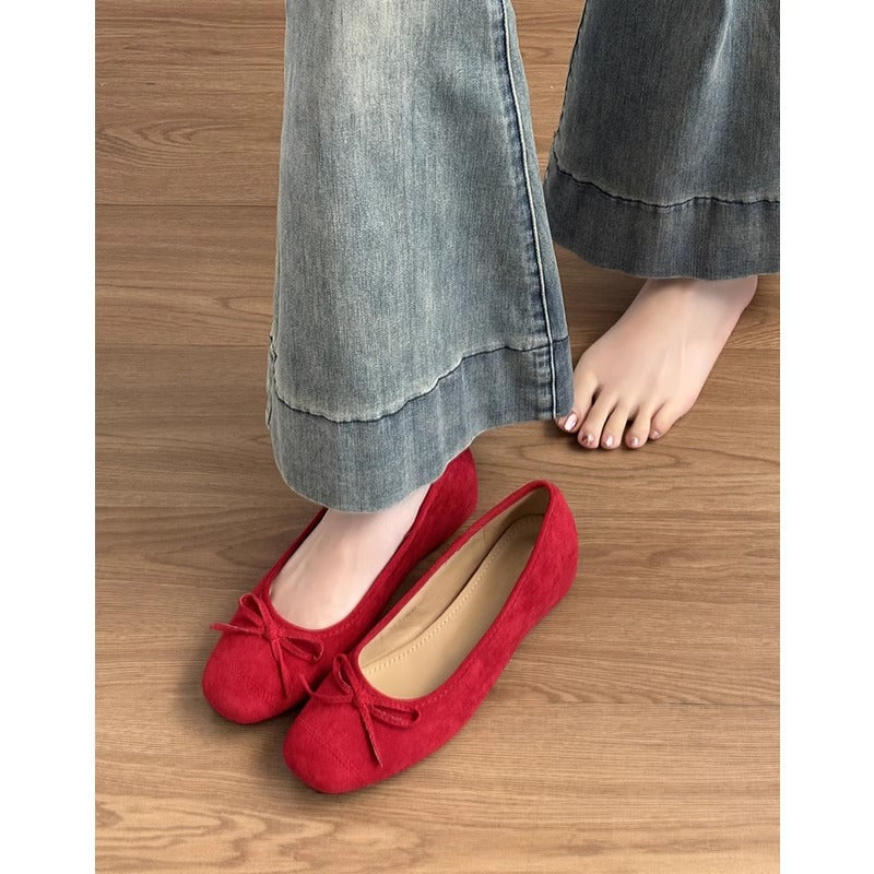 Damen Ballerinas Weich mit Schleifen Detail