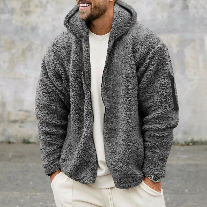 Herren Winterjacke Fleece Weich mit Kapuze Warm