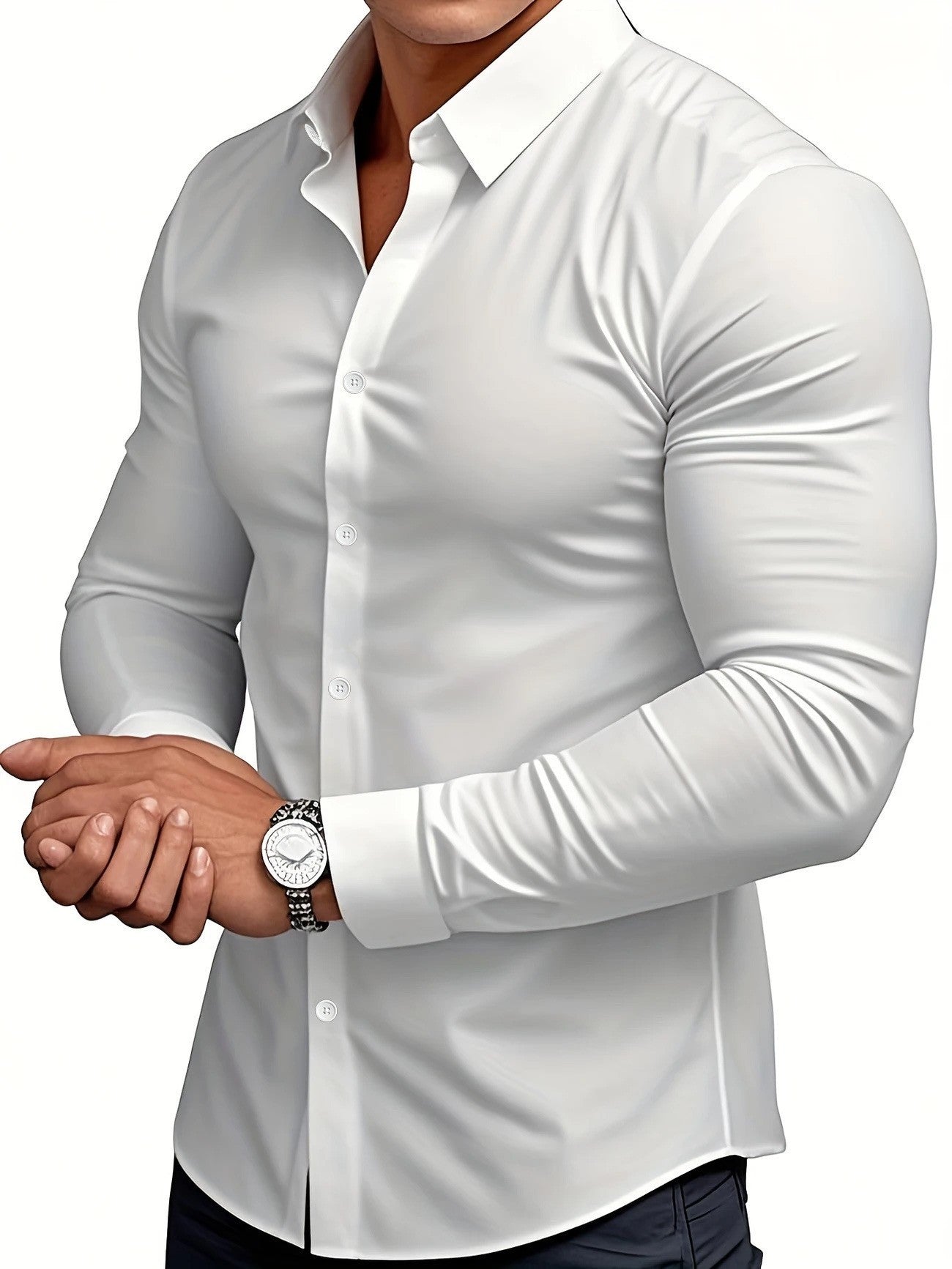 Herren Langarmhemd Elegant Slim Fit Kragen