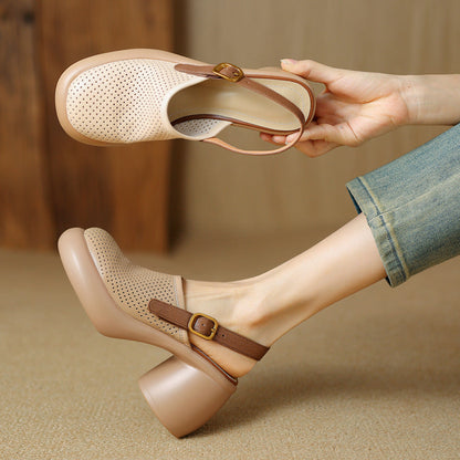 Damen Clogs atmungsaktiv mit Blockabsatz Elegant Bequem - BerlinGlamour