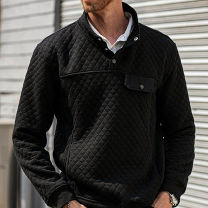 Herren Pullover Stepp mit Brusttasche Kontrastfarben Modern