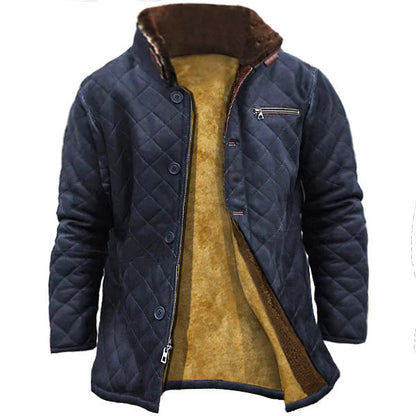 Herren Langmantel Teddyfell Kragen Warm Winter