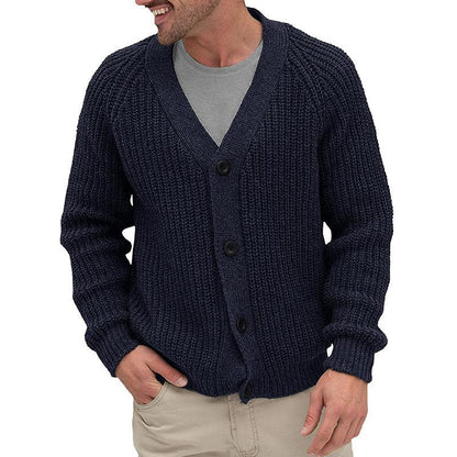 Herren Strickjacke Grobstrick mit Knöpfen Modern