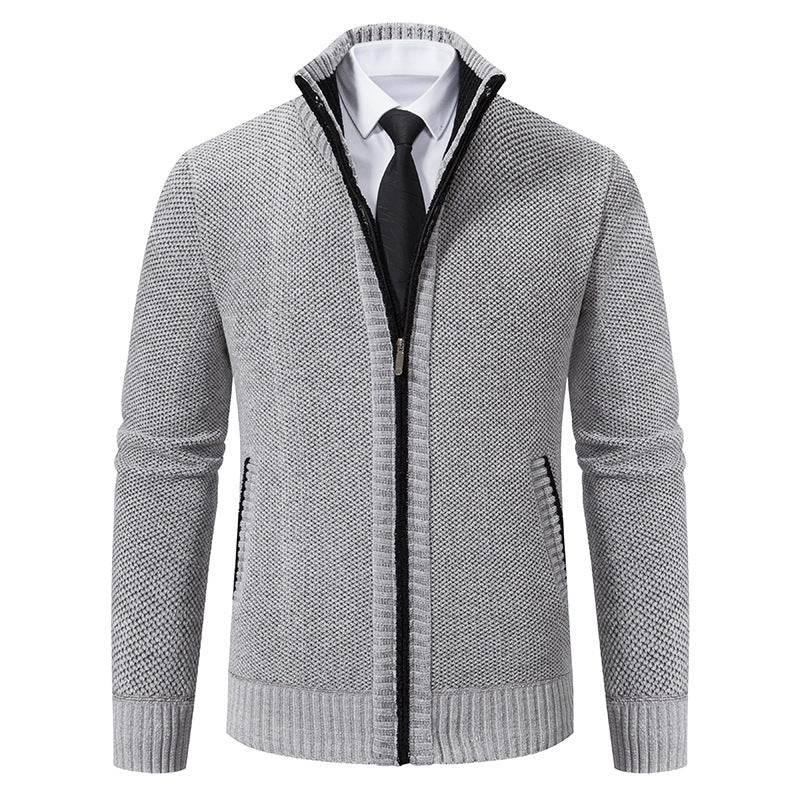 Herren Strickjacke Modern Elegante Reißverschluss Kragen