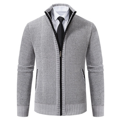 Herren Strickjacke Modern Elegante Reißverschluss Kragen