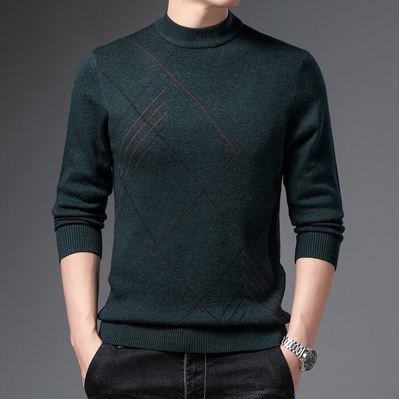 Herren Rollkragenpullover Fein Karomuster Modern