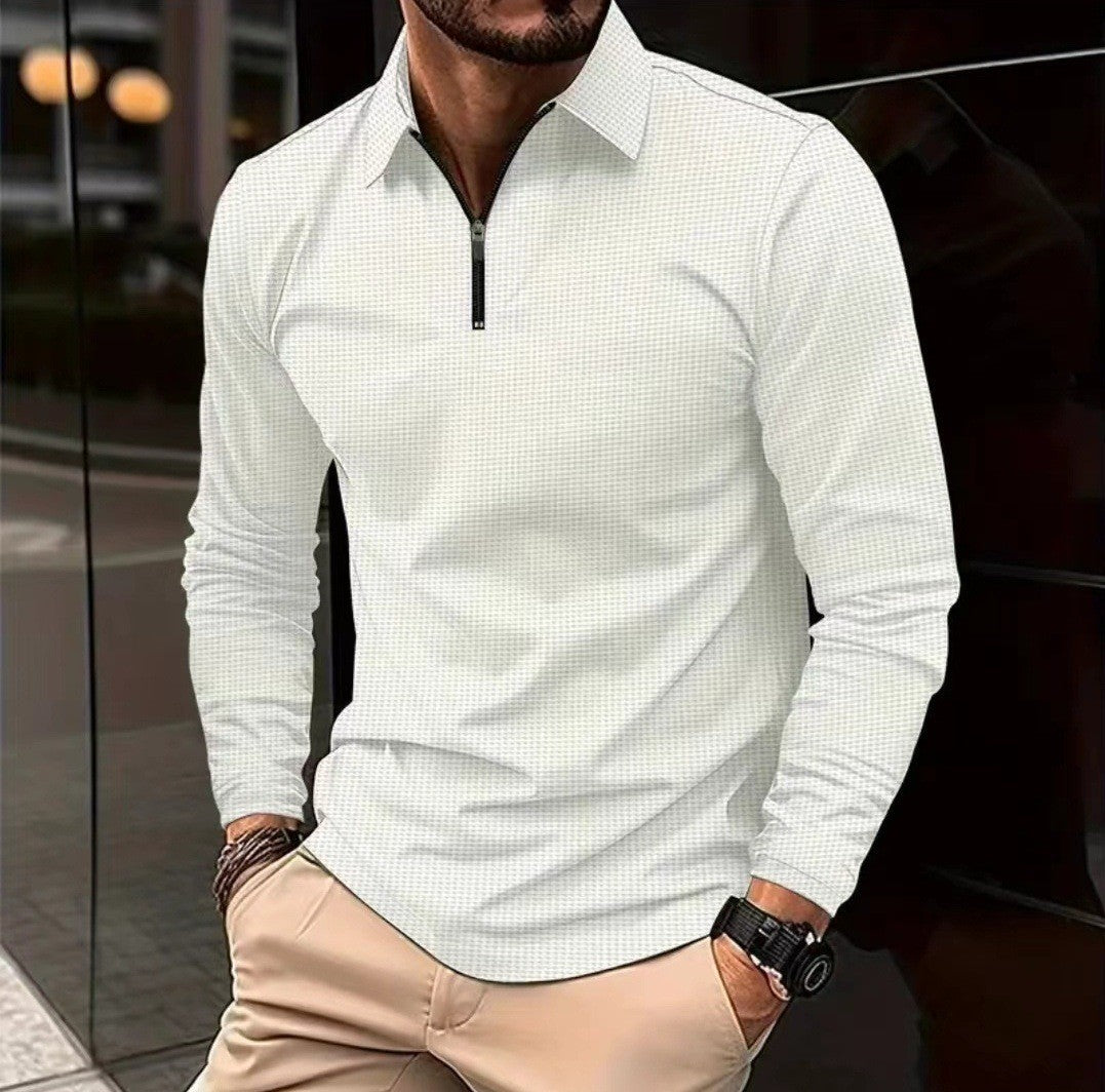 Herren Langarmshirt Modern Stehkragen Reißverschluss Style