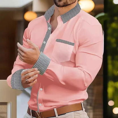 Herren Freizeithemd Elegantes Hemd Mit Kontrastkragen Modern - BerlinGlamour