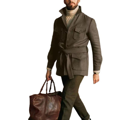 Herren Winterjacke Multifunktions Steppjacke Gürtel Taschen