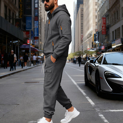 Herren Jogginganzug Kapuze mit Taschen Modern Sportlich