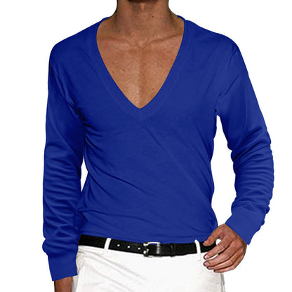 Herren Langarmshirt Lässig V-Ausschnitt Modern