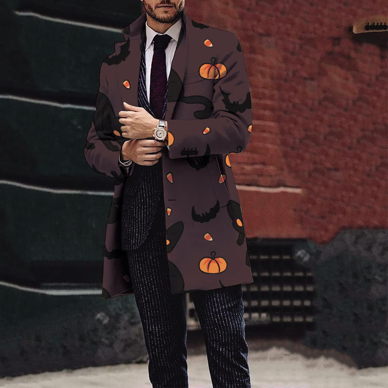 Herren Trenchcoat Halloween Motiv Klassisch Elegant