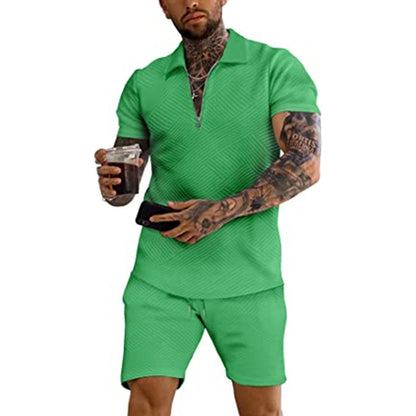 Herren Freizeit-Set Kurzarm Modern Strukturiert