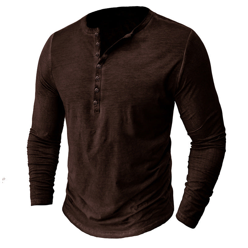 Herren Langarmshirt Modern Knopfleiste Eleganz