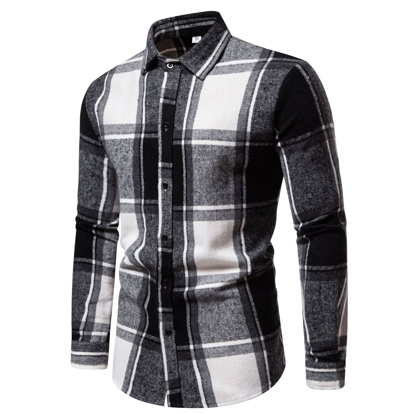 Herren Flanellhemd Karomuster Modern Schwarz