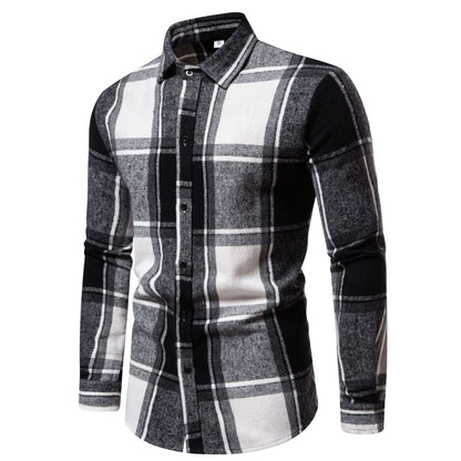 Herren Flanellhemd Karomuster Modern Schwarz