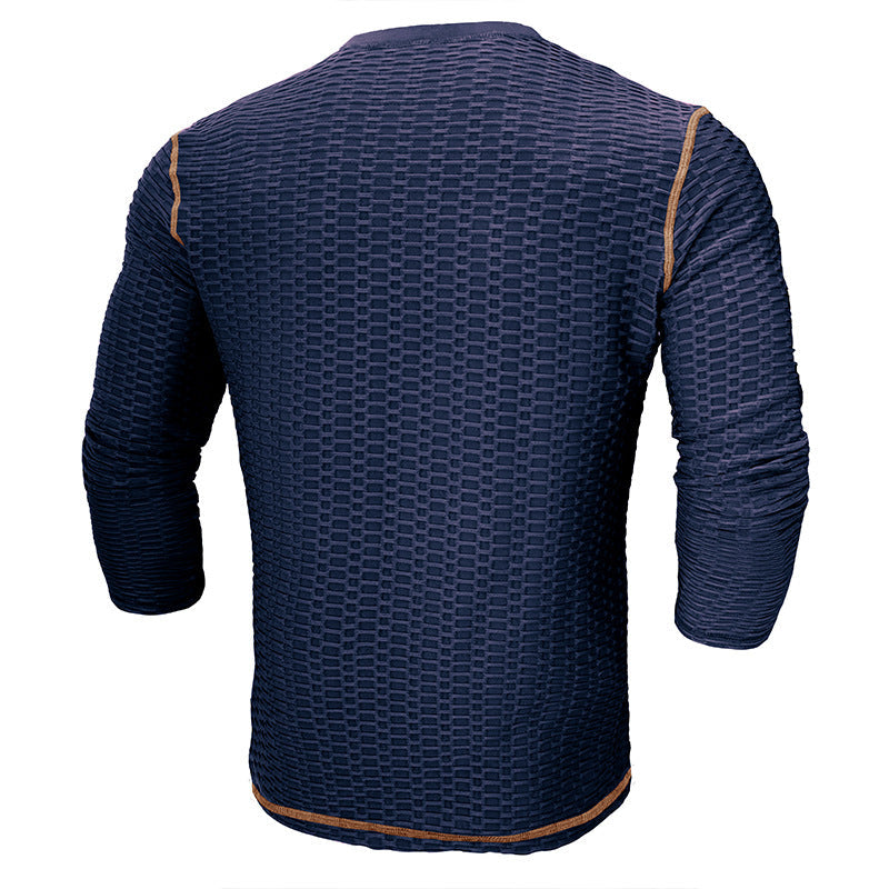 Herren Langarmshirt Strukturiert Kontrastnähte Trendig