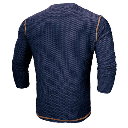 Herren Langarmshirt Strukturiert Kontrastnähte Trendig