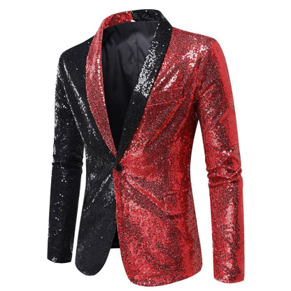 Herren Glitzerjacke Modern Schnitt Funkelnd