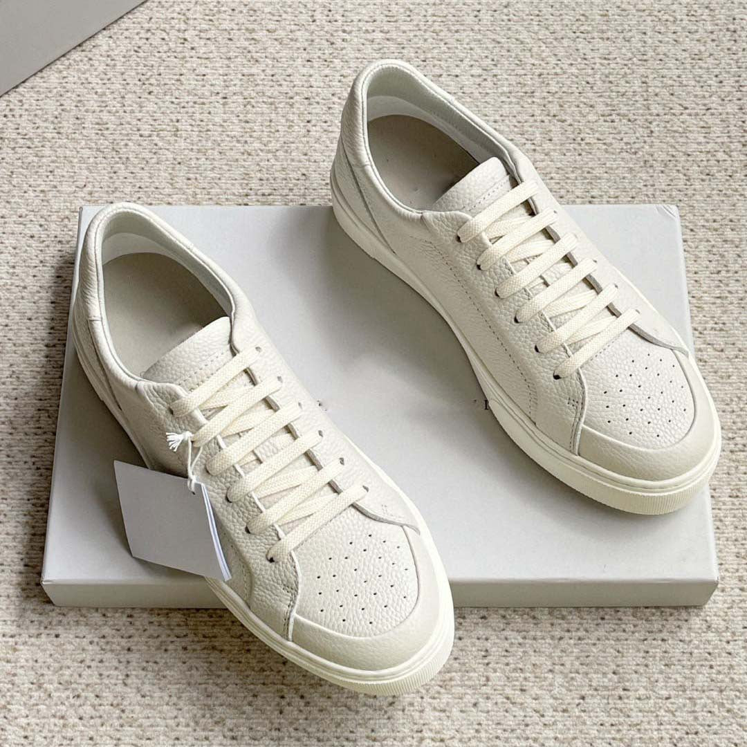 Damen Leder Sneaker Strukturiert Rutschfest Schwarz - BerlinGlamour