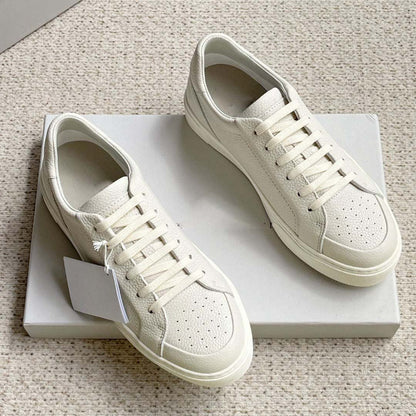 Damen Leder Sneaker Strukturiert Rutschfest Schwarz - BerlinGlamour