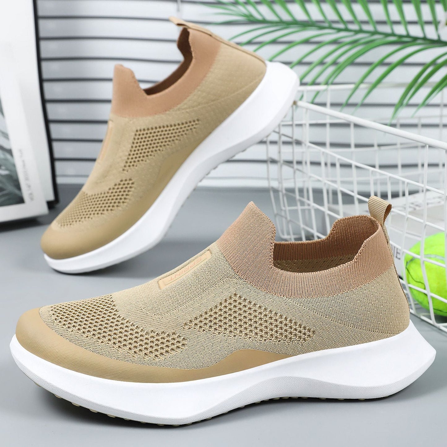 Damen Sneaker Stretch Bequem Slip-On Schuhe