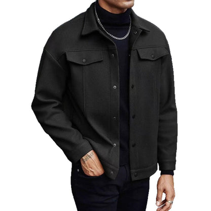 Herren Overshirt Jacke Stilvolle Herrenjacke Schwarz