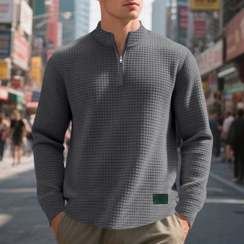 Herren Pullover Strukturiert Kragen Hochschließend Modern