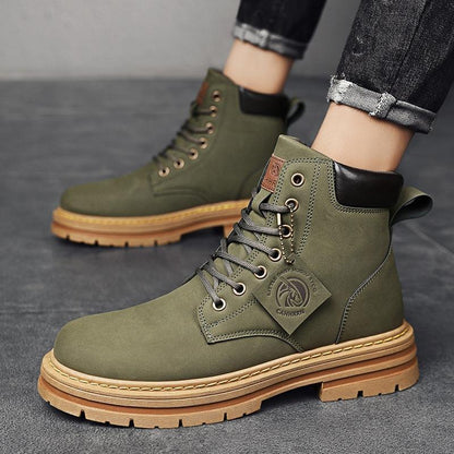 Damen Lederstiefeletten Robust Schnürsenkel Schuhe