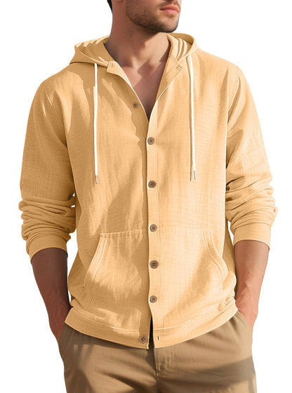 Herren Freizeitjacke Modern Kapuze Taschen Schwarz