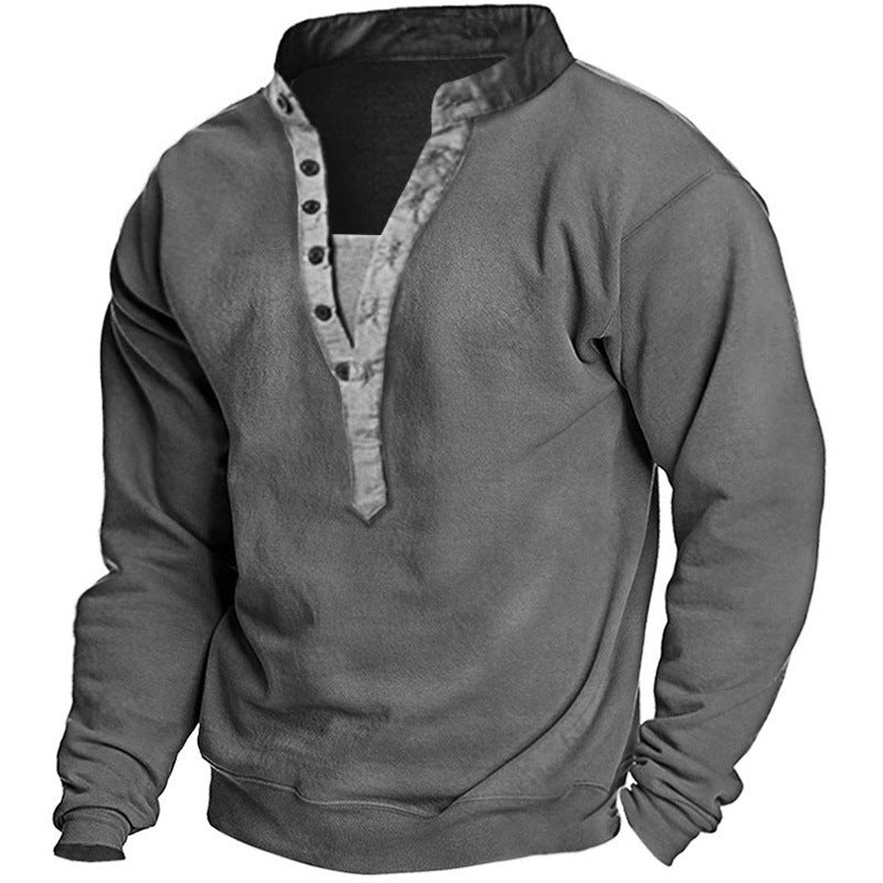 Herren Langarmshirt Elegantes Design Knopfverschluss Mit Brusttasche - BerlinGlamour
