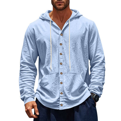 Herren Kapuzenjacke Mit Taschen Und Knöpfen Modern