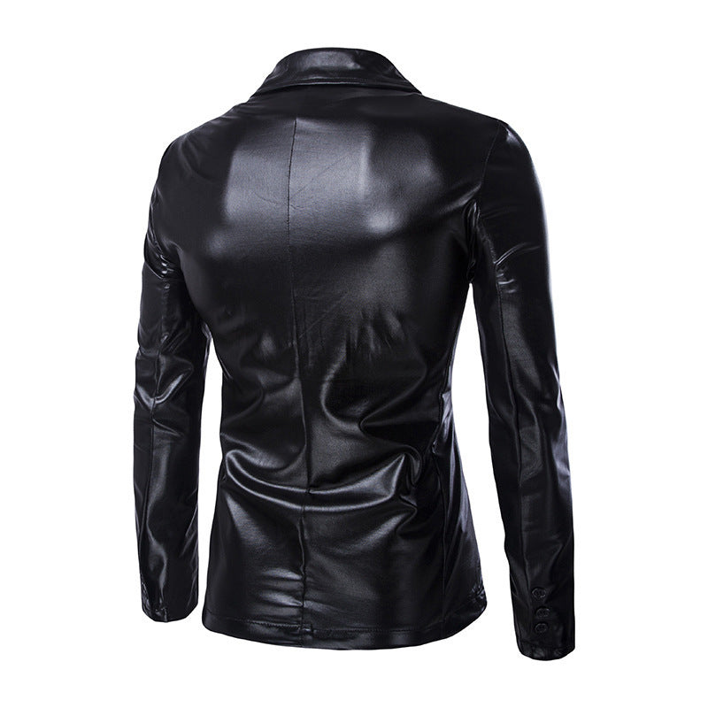Herren Anzugblazer Moderne Glänzend Schwarz