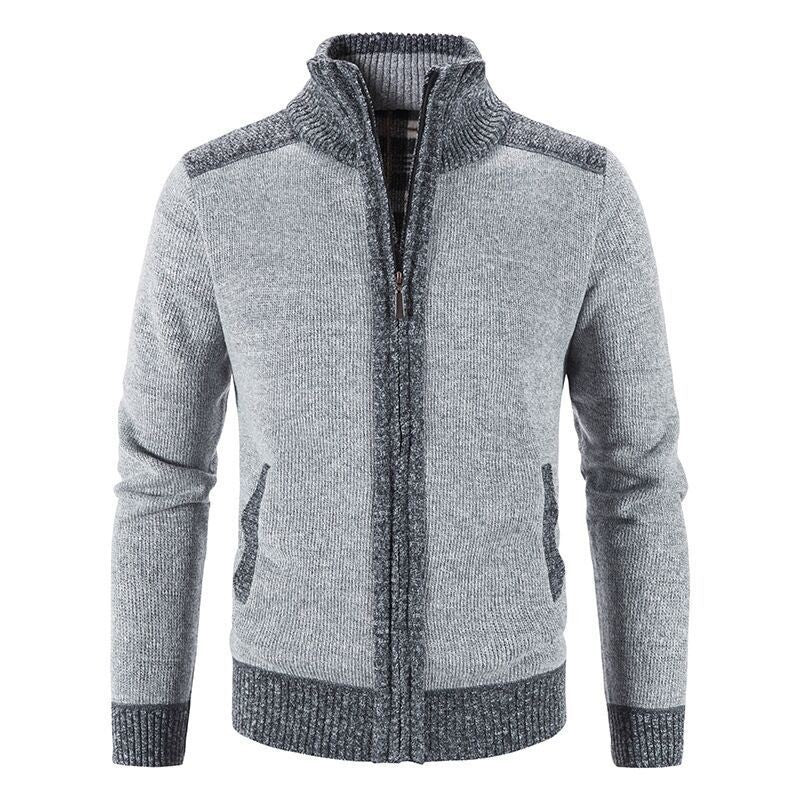 Herren Strickjacke Modern Hochgeschlossen Zipper - BerlinGlamour