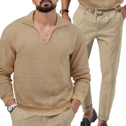 Herren Pullover V-Ausschnitt mit eleganten Hosen