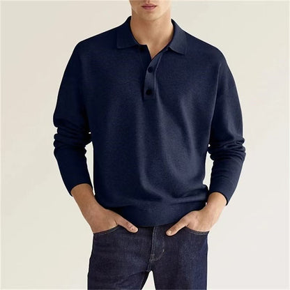 Herren Polo Sweatshirt Lässig Mit Knöpfen Modern