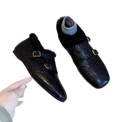 Damen Mokassins Weich Schnalle Lederschuhe Modern