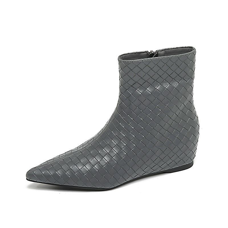 Damen Stiefel Ankle Boots Keilsohle Geflochten Elegant