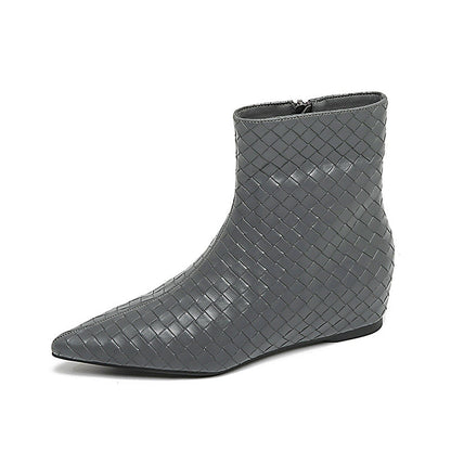 Damen Stiefel Ankle Boots Keilsohle Geflochten Elegant