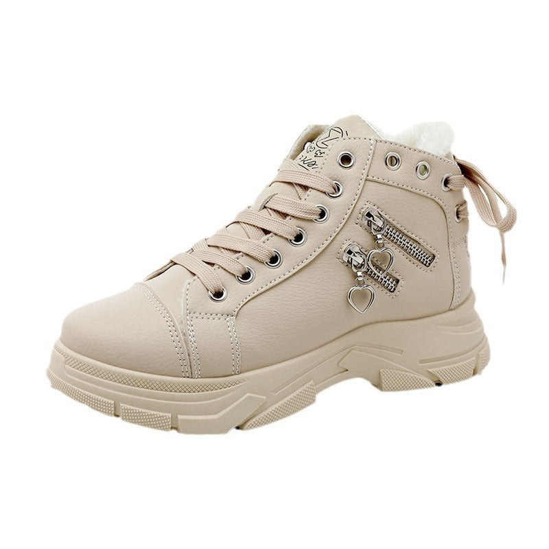 Damen Sneaker High-Top Fleece-Innenleben Reißverschluss