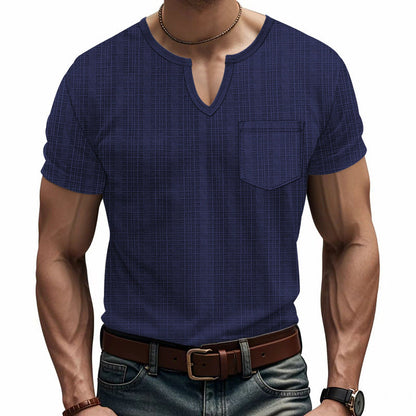 Herren Kurzarmshirt Strukturiert mit Brusttasche Modern