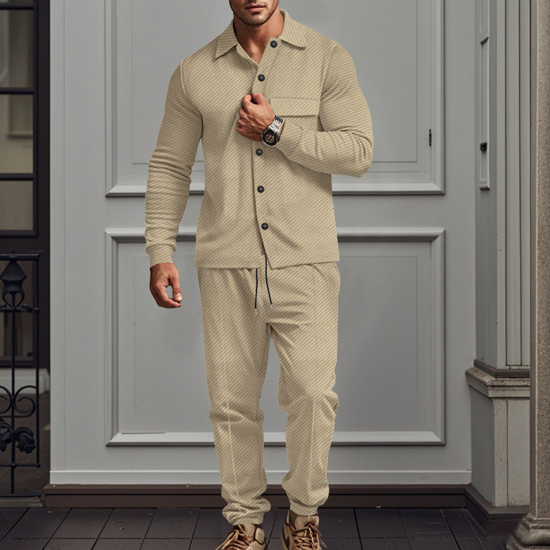 Bequemes Herren Sportset Langarmshirt Jogginghose Grau