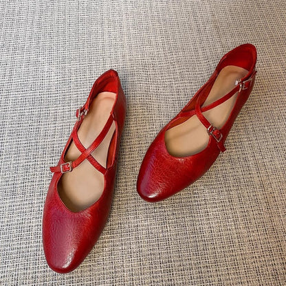 Damen Ballerinas Spitze Elegant Kreuzriemen