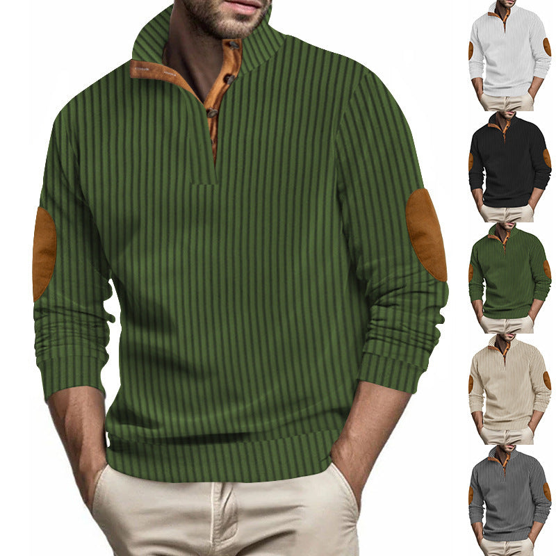 Herren Pullover Strukturiert Kontrast Patches Modern - BerlinGlamour