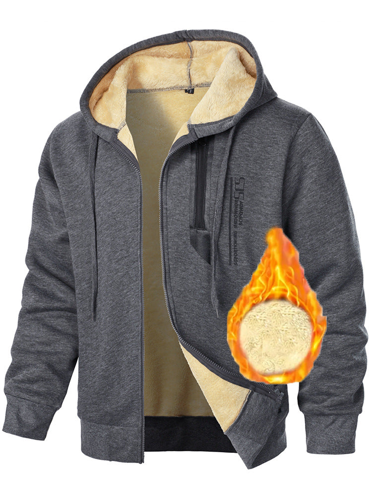 Herren Fleece-Jacke Warm Kapuzenjacke Mit Taschen