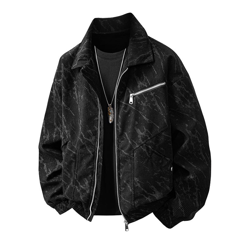 Herren Cordjacke Modern mit Reißverschluss Grün Braun - BerlinGlamour