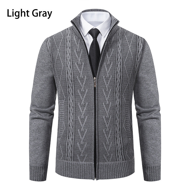 Herren Strickjacke Aran Muster Zipper Modern
