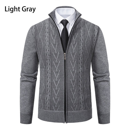Herren Strickjacke Aran Muster Zipper Modern