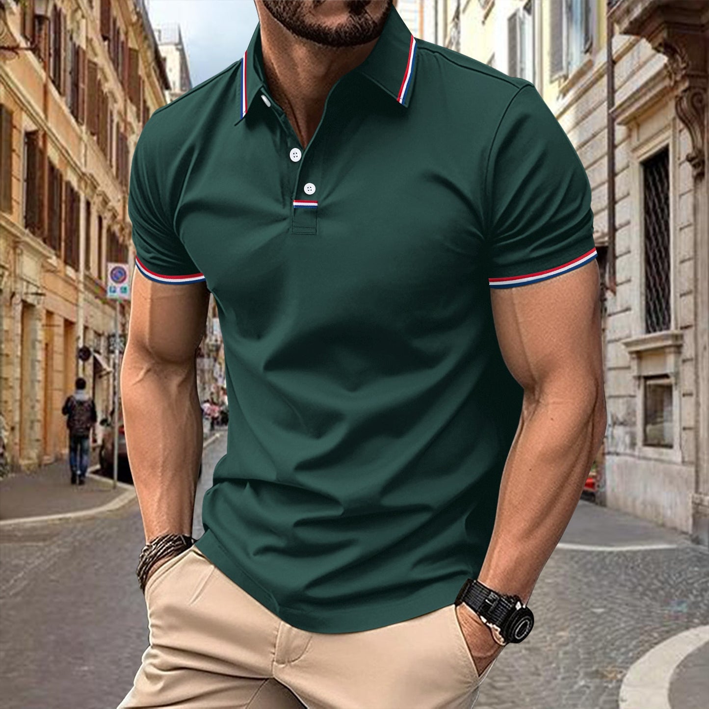 Herren Polohemd Atmungsaktiv Farbenfroh Modern