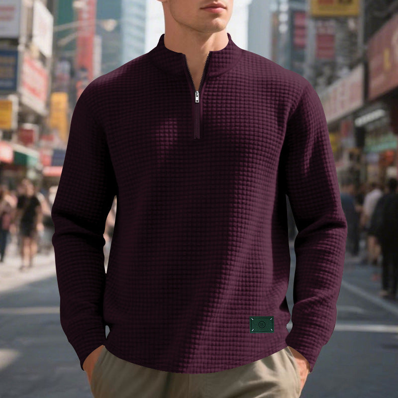 Modischer Herren Pullover Hochkragen Reißverschluss Elegant